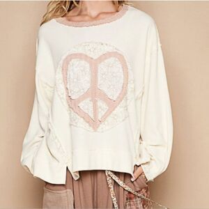 POL Cream and Pink Long Sleeve Tee
